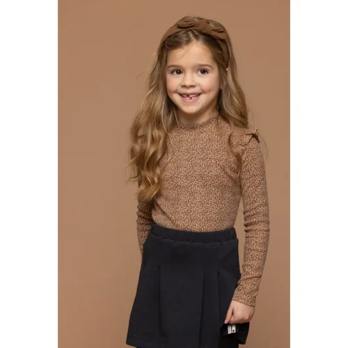 Looxs Revolution Longsleeve rib jersey mini leopard voor meisjes in de kleur