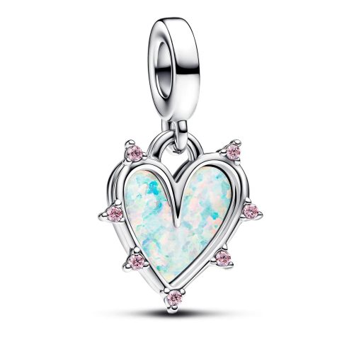 Pandora Charms – Friendship Opalescent Double Dangle Charm in pink