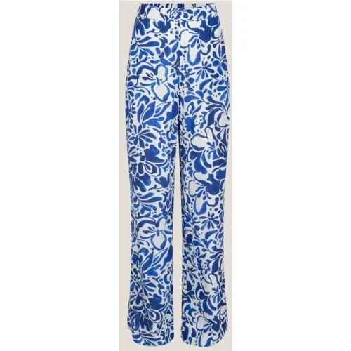 Jansen Amsterdam Franka wbf429 printed wide pants off white/blue