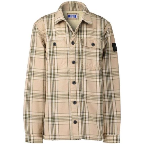 Jack & Jones Jcoben classic teddy overshirt ls jnr zand dessin