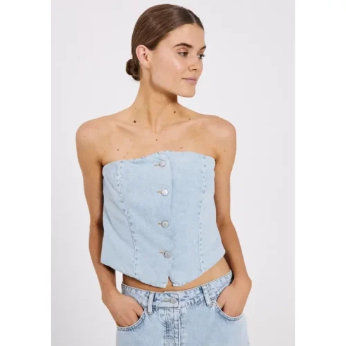 Norr Ninni tube denim top –