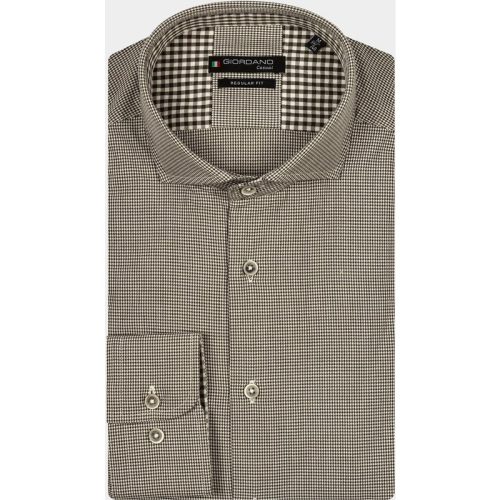 Giordano Casual hemd lange mouw Groen Row, LS Cutaway Two Tone Pied 427312/70