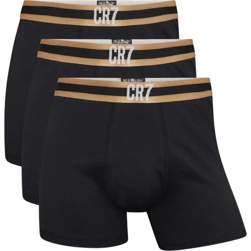 CR7 Heren boxershorts effen zwart/goud 3-pack