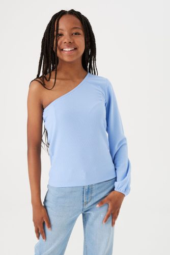 Blauwe one-shoulder longsleeve