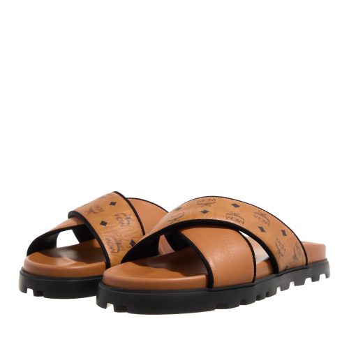 MCM Slippers & Mules – U Mcm Col Vst Lthr Mix Flat Sandals Co in cognac