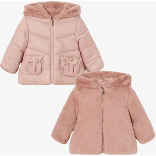 Mayoral Meisjes winterjas faux fur reversible blush