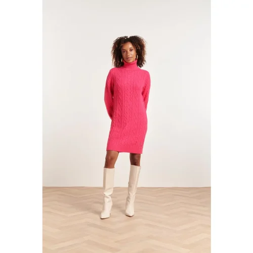 Smashed Lemon 23842 roze turtle neck jurk