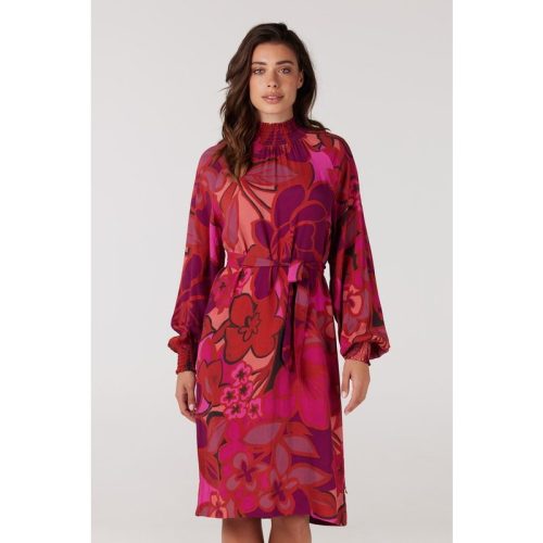 Jansen Amsterdam Wfp598 dress print with smocked turtle multi fuchsia