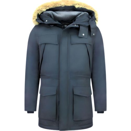 Enos Lange parka jas met faux bontkraag