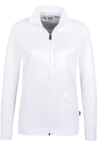 HAKRO Regular Fit Dames Sweatjacket wit, Effen