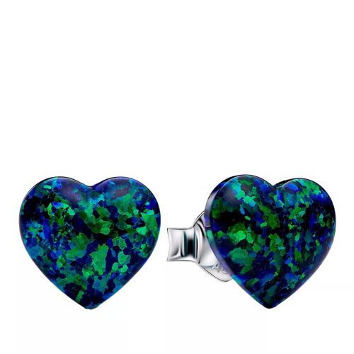 Pandora Oorbellen – Heart sterling silver stud earrings with lab-creat in green