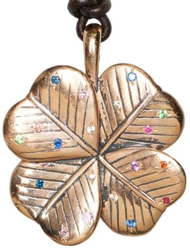 CATHERINE MICHIELS Kettingen – Pendentif Bronze trefle Clover Saphirs multi diama in multi