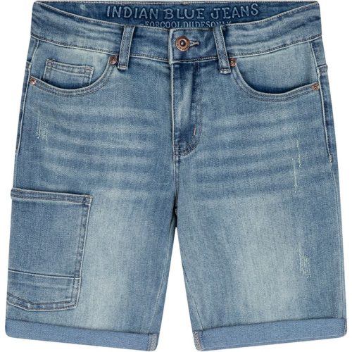 Indian Blue Jongens korte jeans worker light blue denim