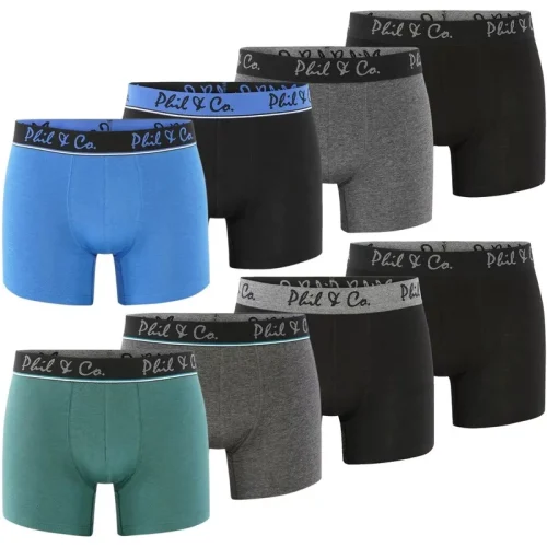 Phil & Co Boxershorts heren multipack 8-pack groen blauw zwart antraciet