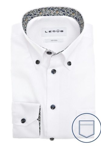 Ledȗb Modern Fit Overhemd wit, Effen