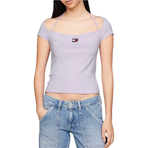 Tommy Hilfiger Ribgebreid slim t-shirt met tommy-badge