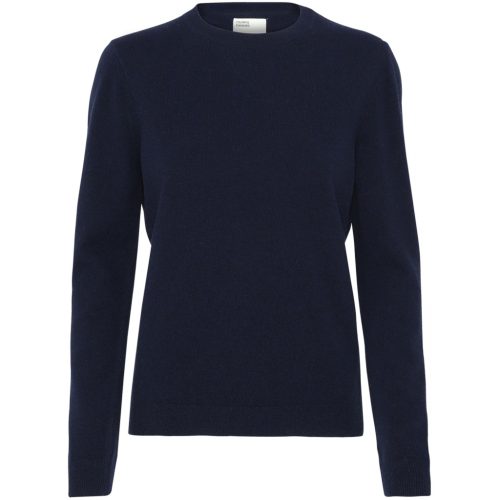 Damestrui met Ronde Hals in wol Colorful Standard Light Merino Navy Blue