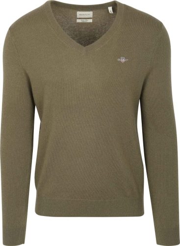 Gant Pullover V-Hals Woolblend Army Groen