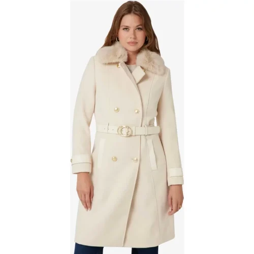 Guess Dames lange winterjas amelia double breast