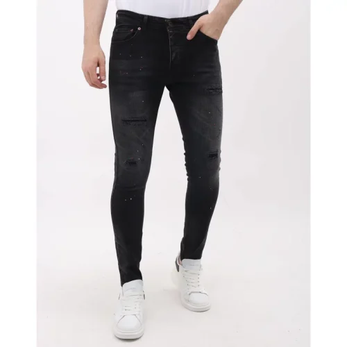 Mario Morato Slim fit ripped jeans met verfspatten mm