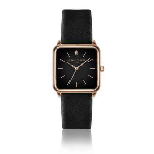 Lederen horloge voor vrouwen Amelia Parker Night Plaza Black