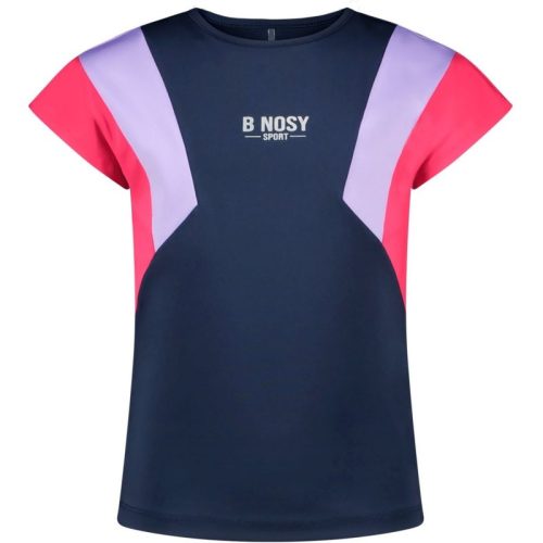 B.Nosy Meisjes t-shirt gekleurde mouwen b.active sporty navy