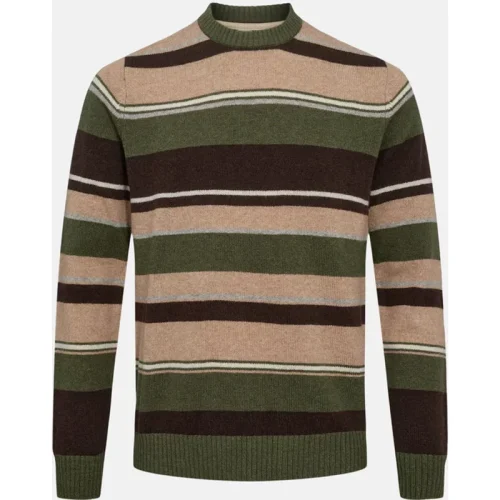 Anerkjendt Aksune jac stripe lambswool knit forest night