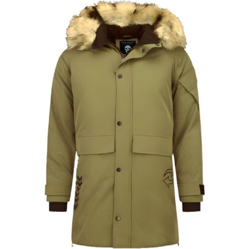 Enos Lange parka jas met bontkraag