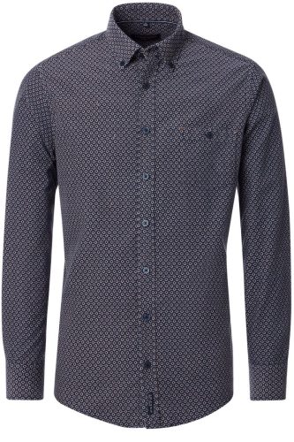 Casa Moda Casual Fit Overhemd blauw, Bedrukt