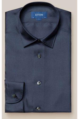 ETON Casual Slim Fit Overhemd Marine, Effen