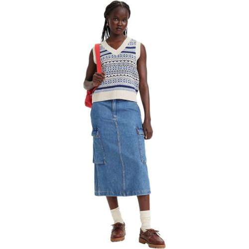 Levi’s Cargo midi skirt cause and effect mid blue denim