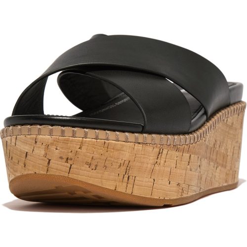 FitFlop Eloise leather/cork wedge cross slides