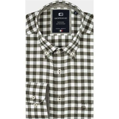 Giordano Casual hemd lange mouw Groen Brando, LS Button Down Brush 427304/72