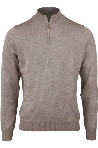 Stenströms Slimline Half-Zip Sweater bruin, Effen