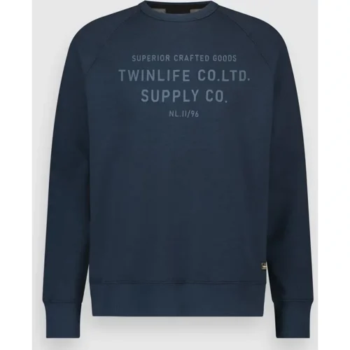 Twinlife Men sweat crew raglan print