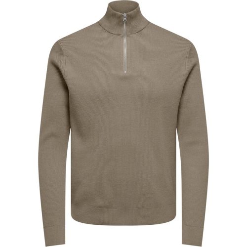 Only & Sons onsphil reg 12 struc half zip knit 22023210 desert