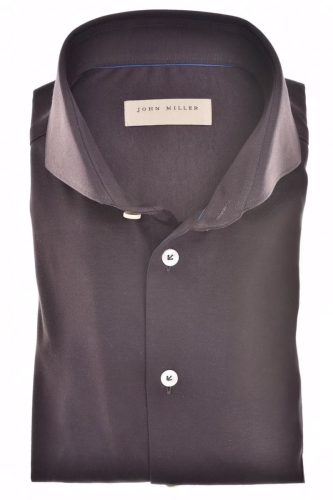 John Miller Slim Fit Jersey shirt bruin, Effen