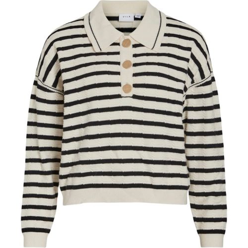 Vila vimalfine l/s polo knit top 14101208 birch