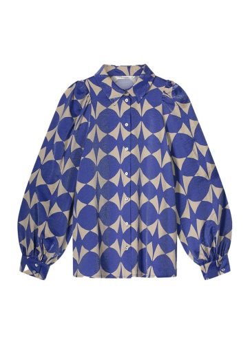 Summum Blouse Two Tone Print 2s3206-12136 Blouse 460 Royal Blue