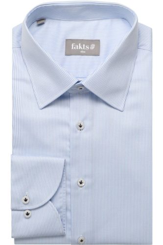 fakts Busy Slim Fit Overhemd lichtblauw, Gestreept