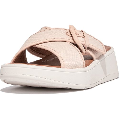 FitFlop F-mode buckle canvas flatform cross slides