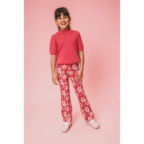 Looxs Revolution Fancy rib top pink punch voor meisjes in de kleur