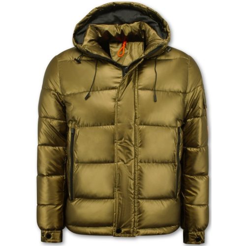 Enos Goudkleurige puffer jas met capuchon