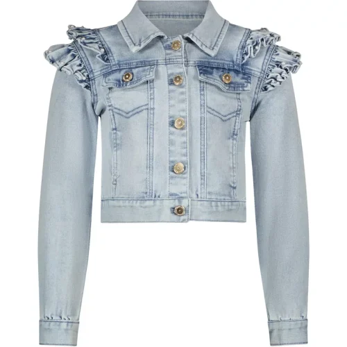 Le Chic Meisjes spijkerjasje ruffels ally licht denim