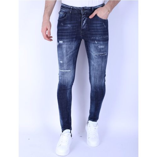 Local Fanatic Donker slim fit jeans met gaten 1101