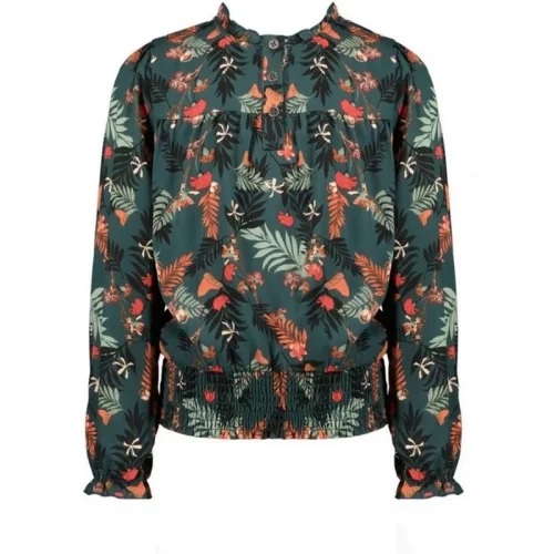 NoNo Meisjes blouse tessa aop forest winter smaragd