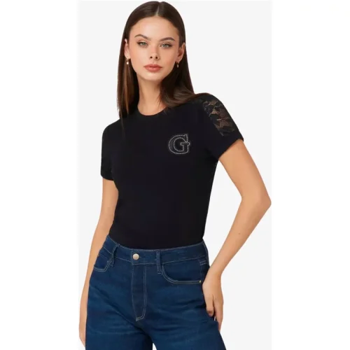 Guess Dames slim fit t-shirt ss cn lace tee