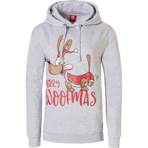 Apollo Dames kersttrui met capuchon merry woofmas hoodie