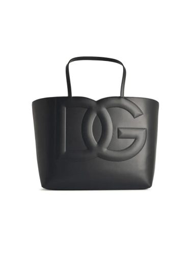 Dolce&Gabbana Totes & shoppers – Black Leather Shopping Bag in grijs