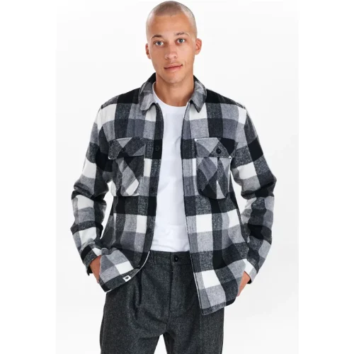 Anerkjendt Anerkjend style 900834 aksigurd checked lumber jacket 0526 dark grey mel